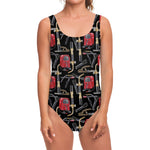 Welding Machine Pattern Print One Piece Swimsuit