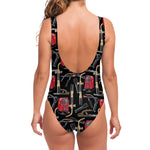 Welding Machine Pattern Print One Piece Swimsuit