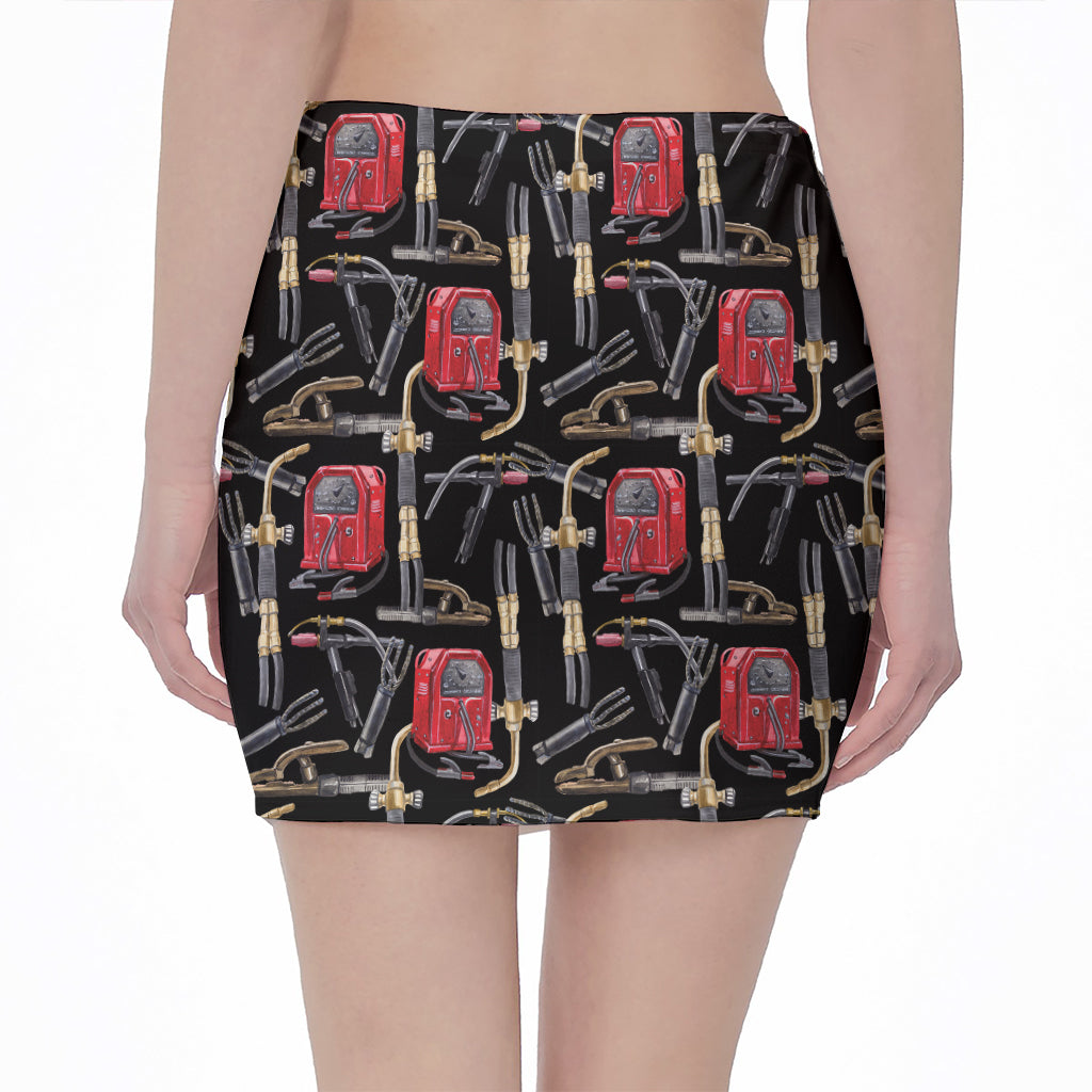 Welding Machine Pattern Print Pencil Mini Skirt