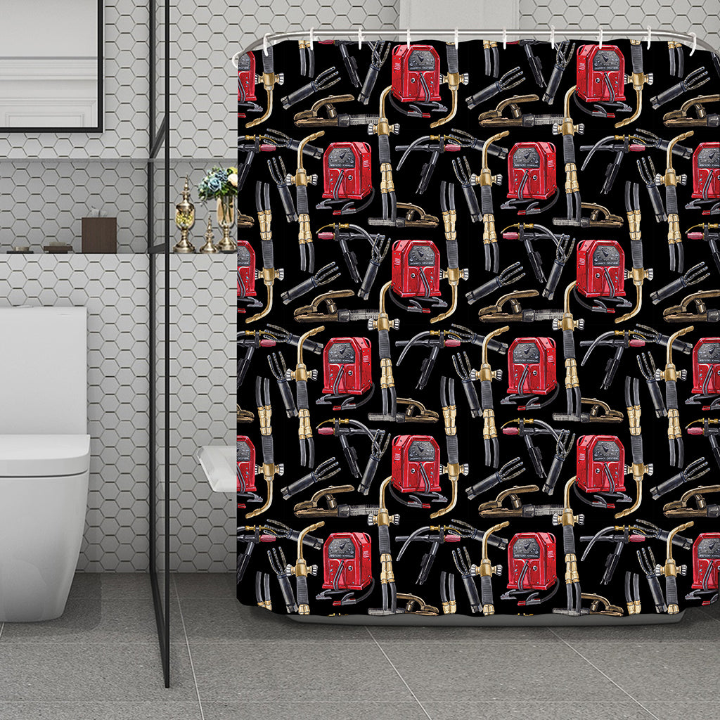 Welding Machine Pattern Print Polyester Shower Curtain