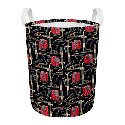 Welding Machine Pattern Print Round Laundry Basket