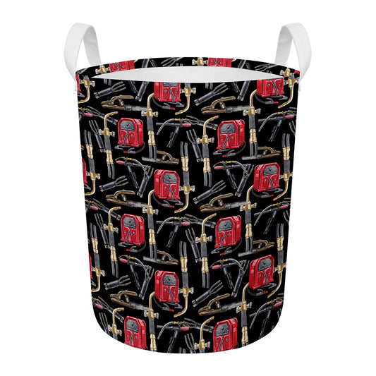 Welding Machine Pattern Print Round Laundry Basket