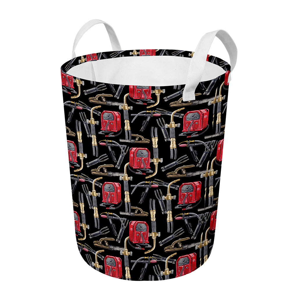 Welding Machine Pattern Print Round Laundry Basket