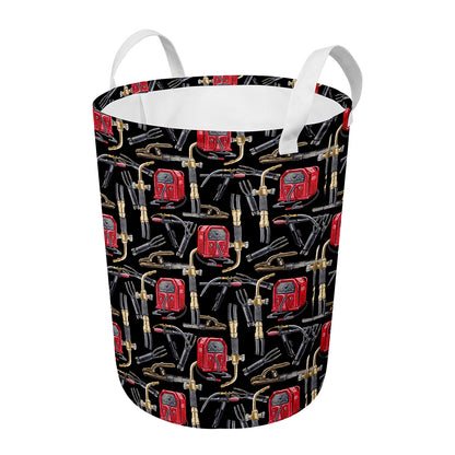 Welding Machine Pattern Print Round Laundry Basket