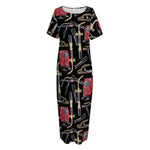 Welding Machine Pattern Print Short Sleeve Long Nightdress