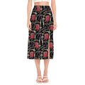 Welding Machine Pattern Print Side Slit Midi Skirt