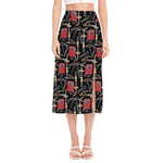 Welding Machine Pattern Print Side Slit Midi Skirt