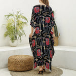 Welding Machine Pattern Print Silk V-Neck Kaftan Dress