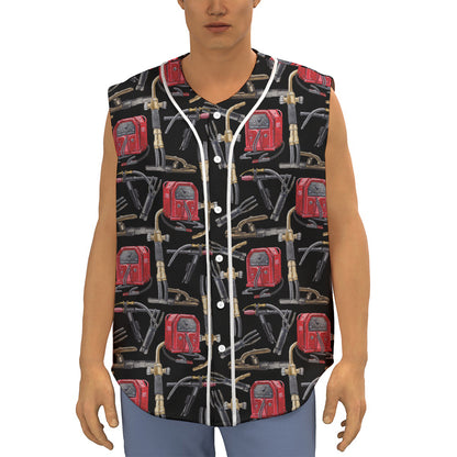 Welding Machine Pattern Print Sleeveless Baseball Jersey