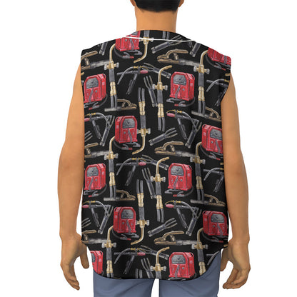 Welding Machine Pattern Print Sleeveless Baseball Jersey