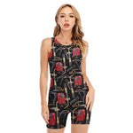 Welding Machine Pattern Print Sleeveless One Piece Swimsuit