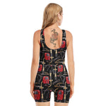 Welding Machine Pattern Print Sleeveless One Piece Swimsuit