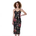 Welding Machine Pattern Print Slim Fit Midi Cami Dress