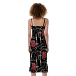 Welding Machine Pattern Print Slim Fit Midi Cami Dress