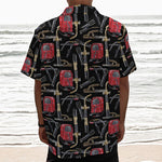 Welding Machine Pattern Print Textured Short Sleeve Shirt