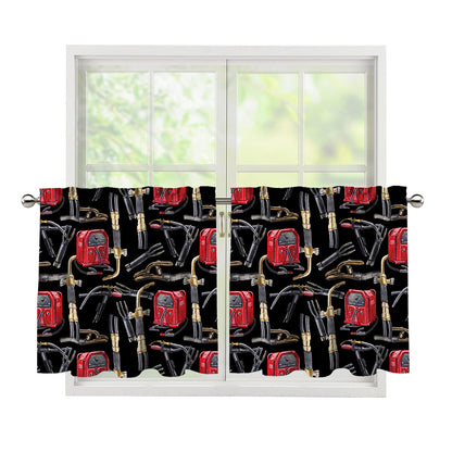 Welding Machine Pattern Print Tier Curtains