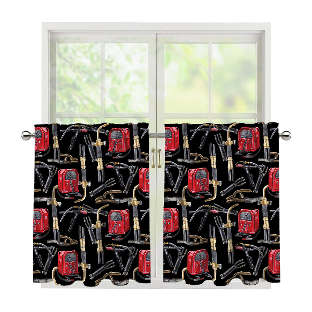 Welding Machine Pattern Print Tier Curtains