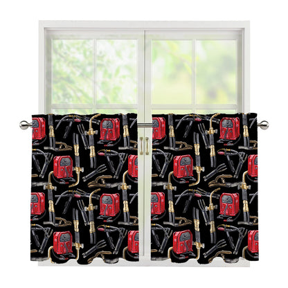 Welding Machine Pattern Print Tier Curtains