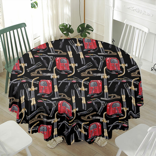 Welding Machine Pattern Print Waterproof Round Tablecloth