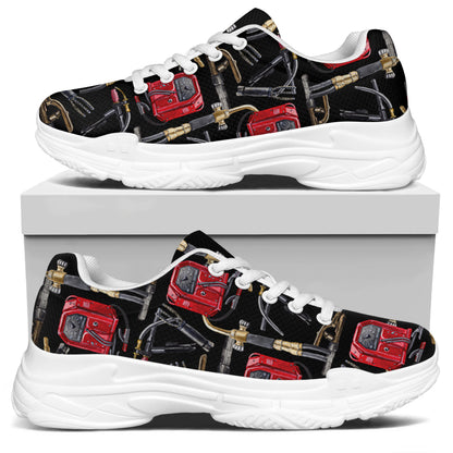 Welding Machine Pattern Print White Chunky Shoes