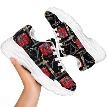 Welding Machine Pattern Print White Chunky Shoes