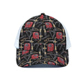 Welding Machine Pattern Print White Mesh Trucker Hat