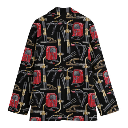 Welding Machine Pattern Print Women's Blazer