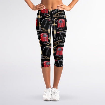 Welding Machine Pattern Print Women's Capri Leggings