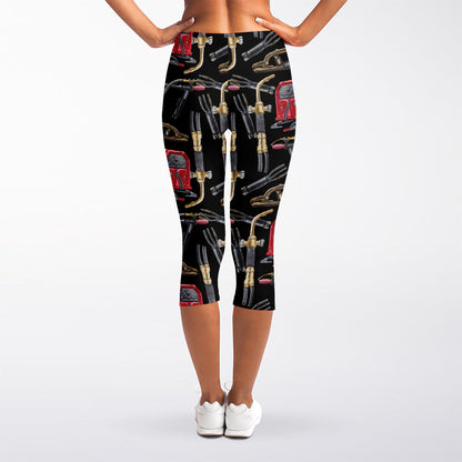 Welding Machine Pattern Print Women's Capri Leggings