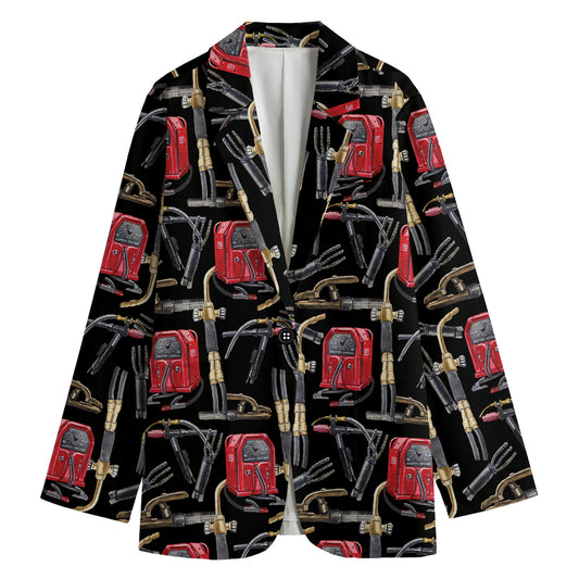 Welding Machine Pattern Print Women's Cotton Blazer