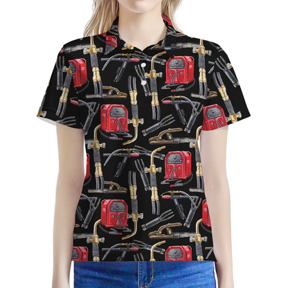 Welding Machine Pattern Print Women's Polo Shirt