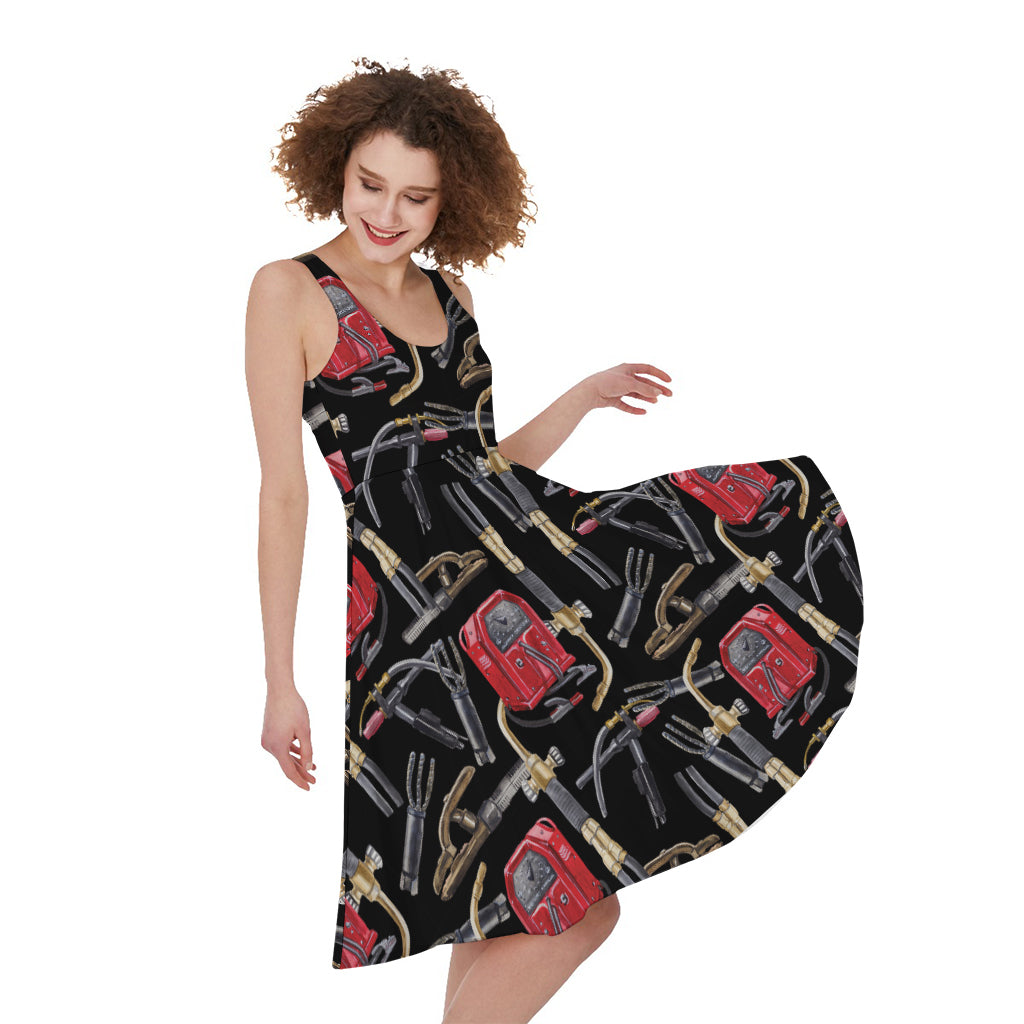 Welding Machine Pattern Print Women's Sleeveless Dress
