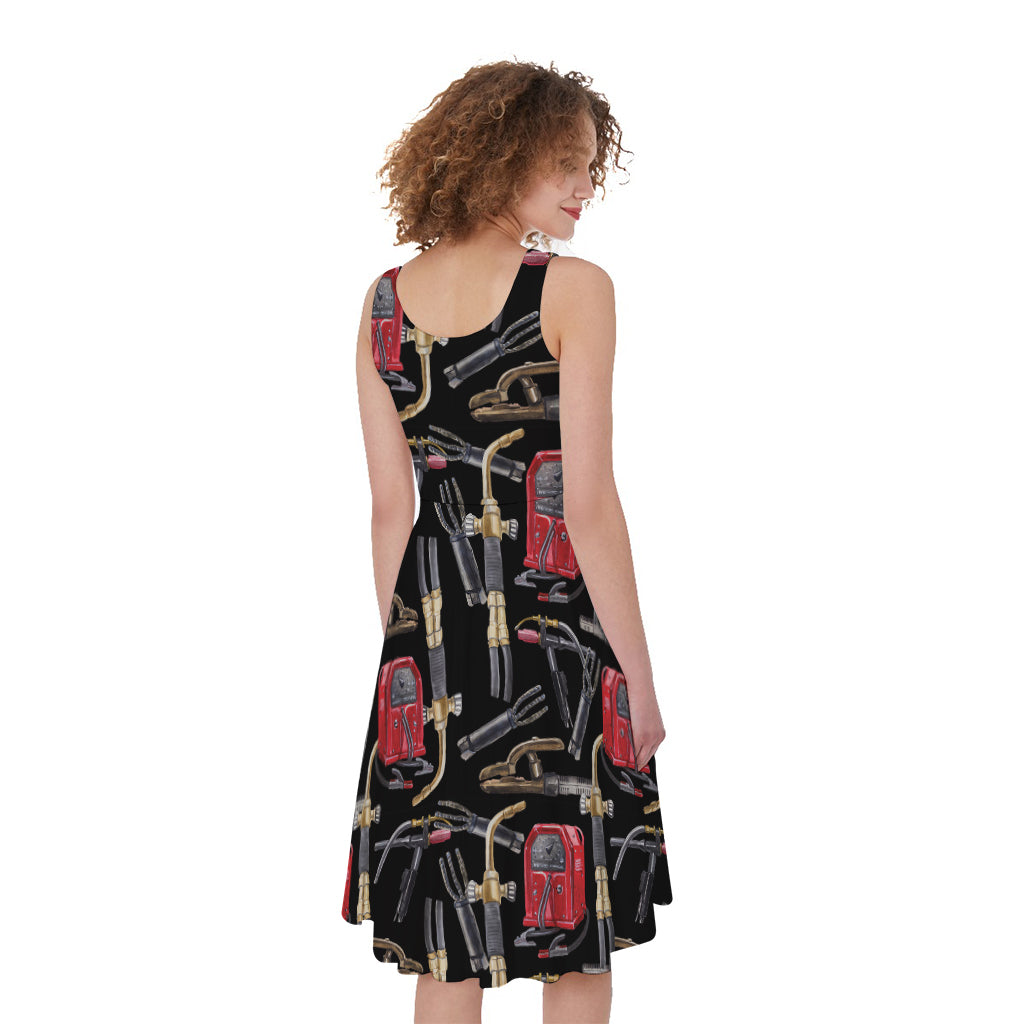 Welding Machine Pattern Print Women's Sleeveless Dress