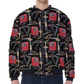 Welding Machine Pattern Print Zip Sleeve Bomber Jacket