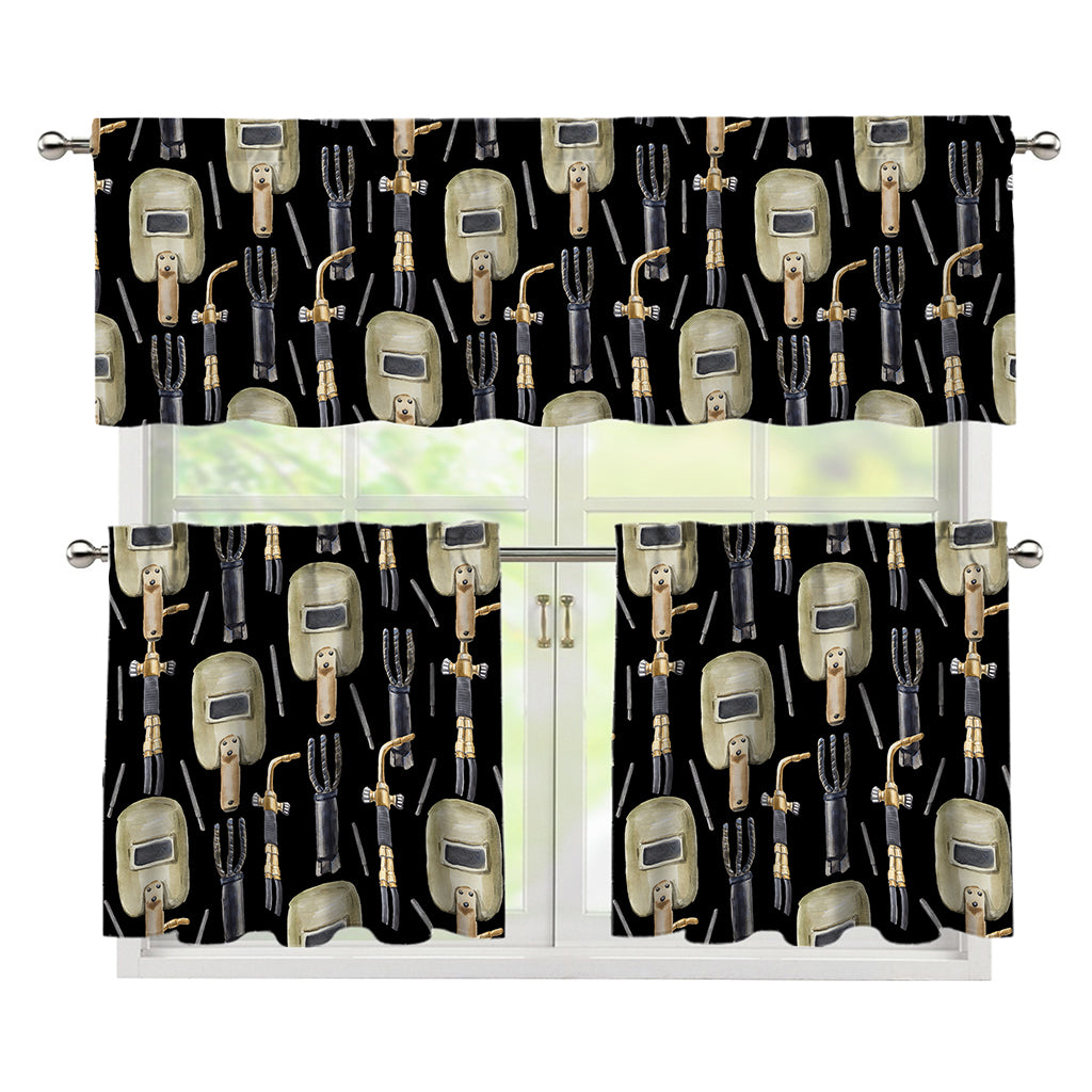 Welding Mask Pattern Print 3 Piece Kitchen Curtains