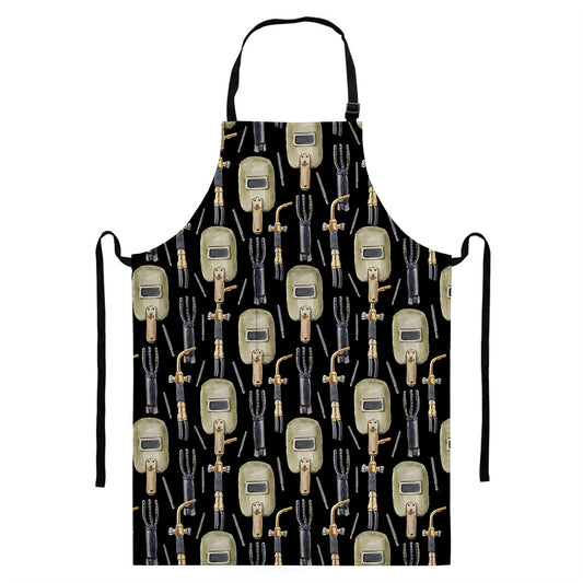 Welding Mask Pattern Print Bib Apron With Pocket
