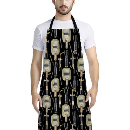 Welding Mask Pattern Print Bib Apron With Pocket