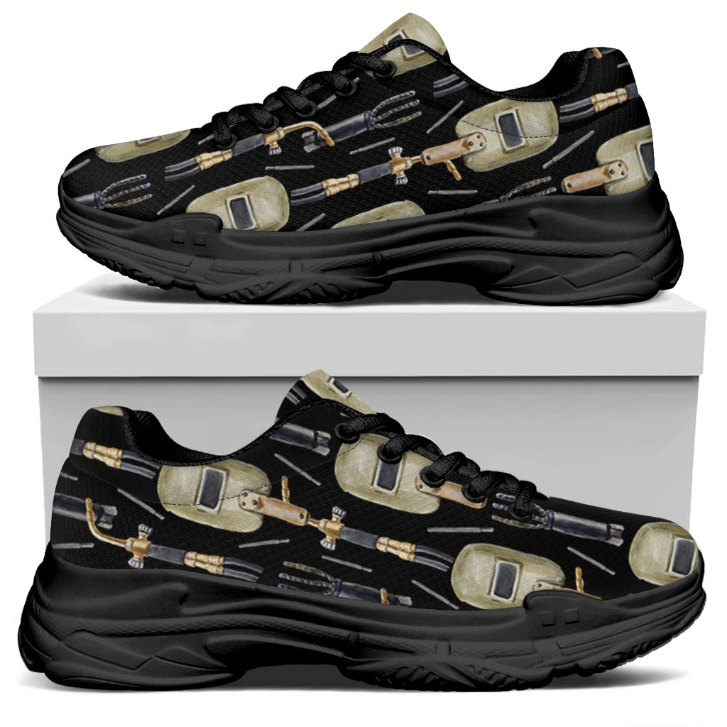 Welding Mask Pattern Print Black Chunky Shoes
