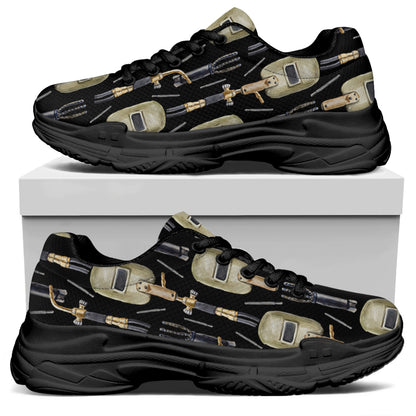 Welding Mask Pattern Print Black Chunky Shoes