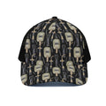 Welding Mask Pattern Print Black Mesh Trucker Hat
