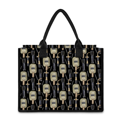 Welding Mask Pattern Print Canvas Tote Bag