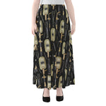 Welding Mask Pattern Print Chiffon Maxi Skirt