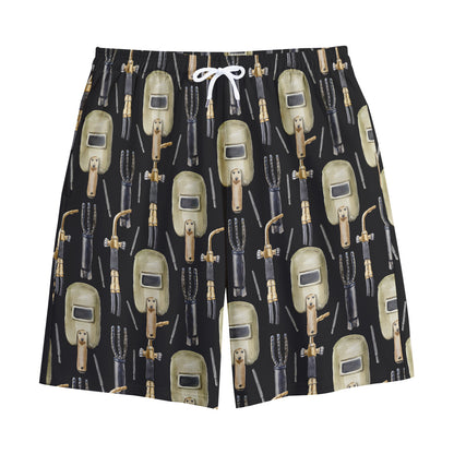 Welding Mask Pattern Print Cotton Shorts