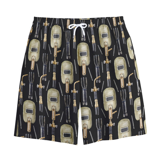 Welding Mask Pattern Print Cotton Shorts