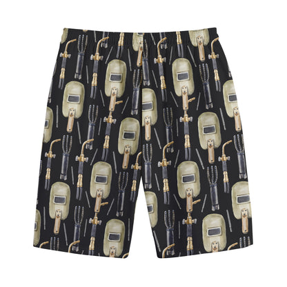 Welding Mask Pattern Print Cotton Shorts