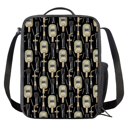 Welding Mask Pattern Print Crossbody Lunch Bag