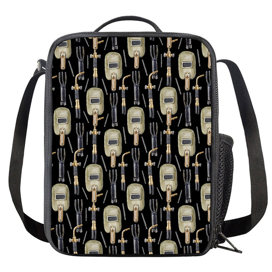 Welding Mask Pattern Print Crossbody Lunch Bag