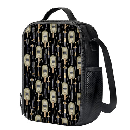 Welding Mask Pattern Print Crossbody Lunch Bag