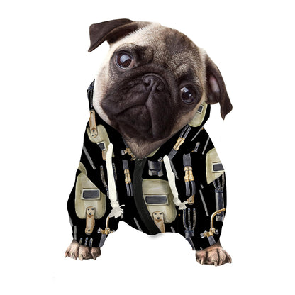 Welding Mask Pattern Print Dog Zip Up Hoodie