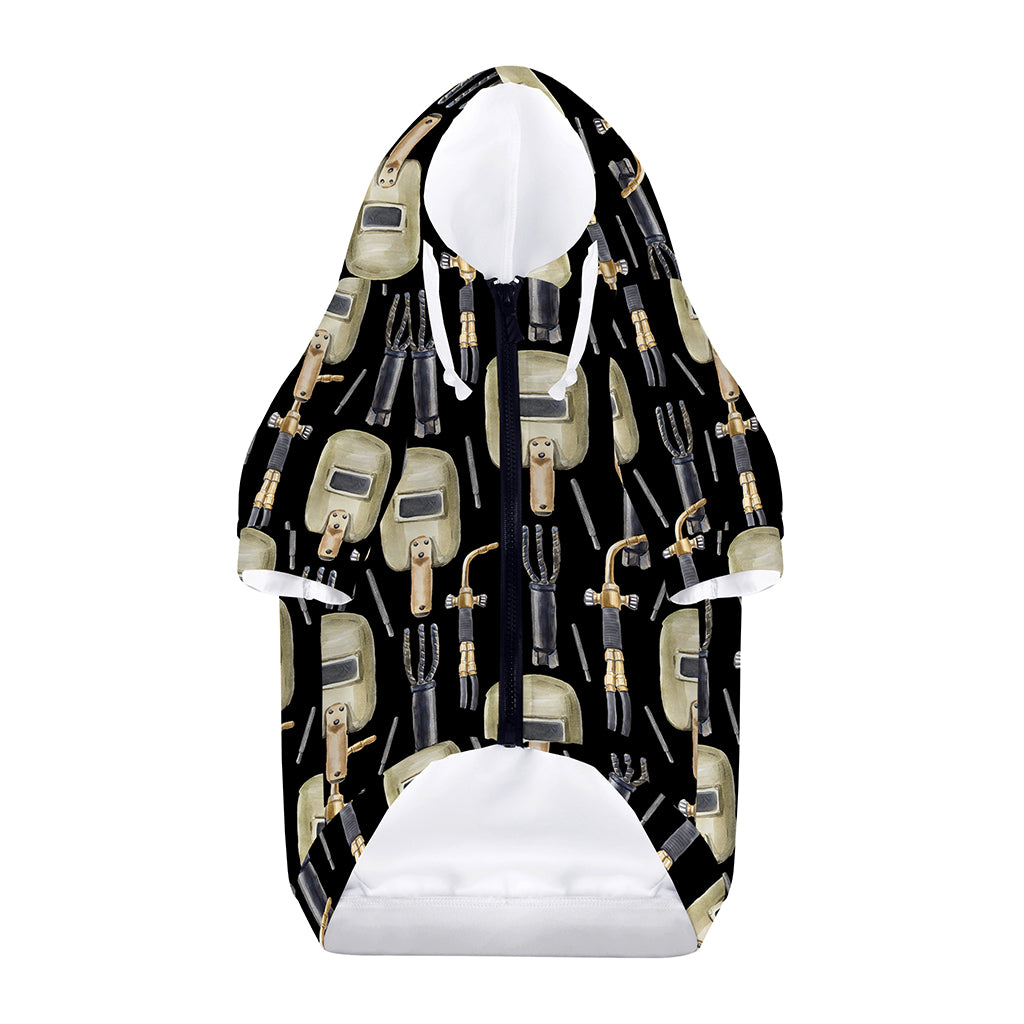 Welding Mask Pattern Print Dog Zip Up Hoodie